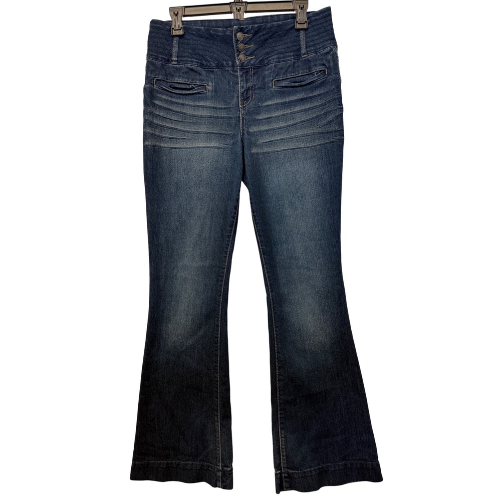 Jessica Simpson Womens Blue Wash Denim Flare Jeans Button Fly SIze 30/10